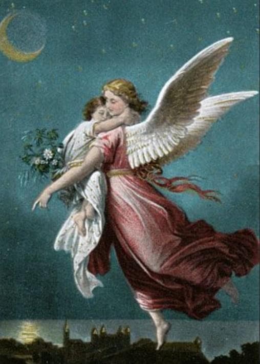 ヴィルヘルム・フォン・カウルバッハ ヴィンテージ ステンドグラス 羽のついた天使