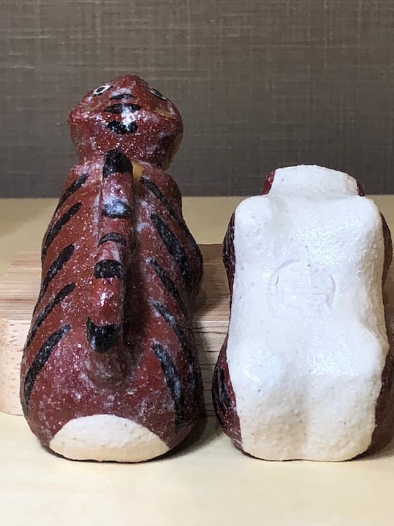 兵庫県　澤田博之作　虎　香合　無傷　共箱　古物。