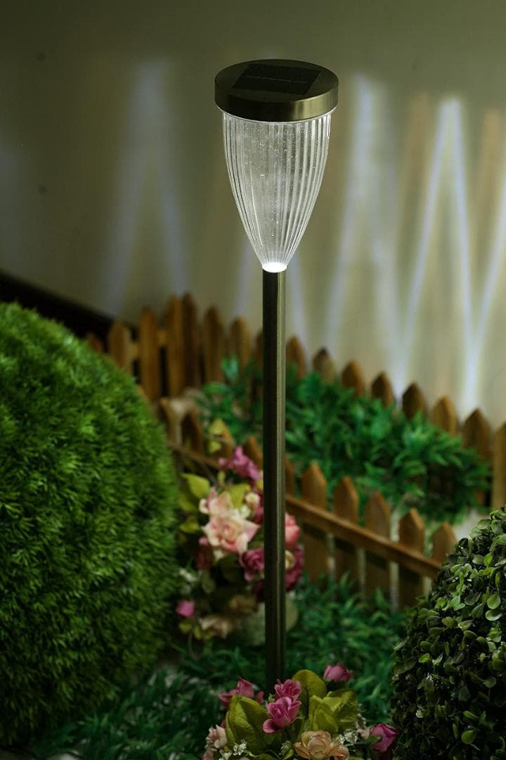 ★スタイリッシュモダンな光！ソーラー ライト２個組 76 cm ステンレスポール