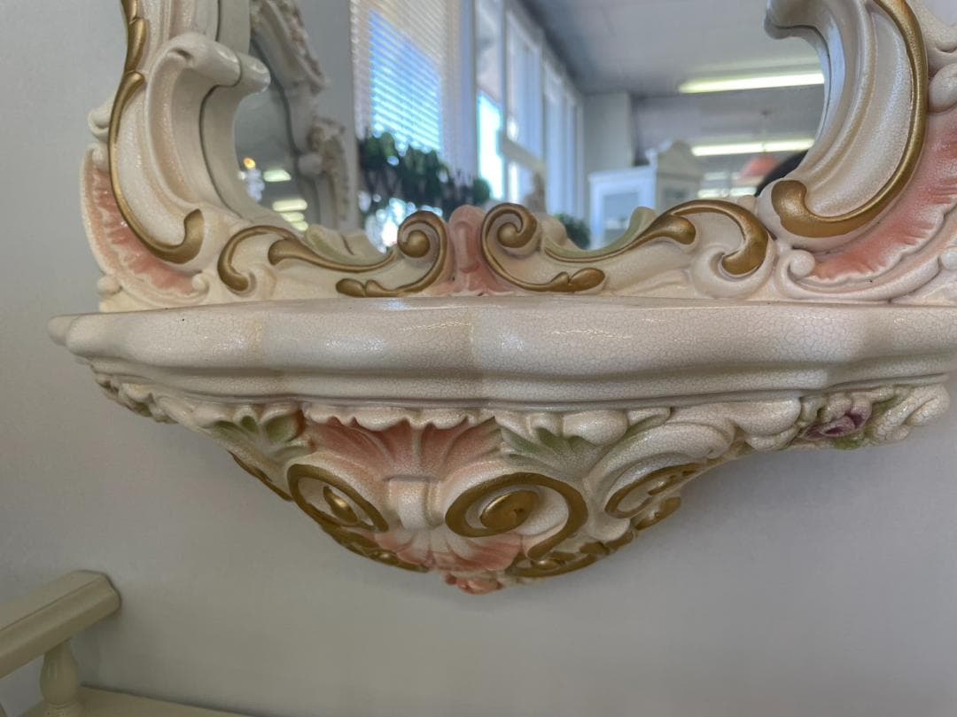 ロココ　ミラー　鏡　ロココ　プリンセス　コンソール付き　ヨーロピアン　壁掛け　台