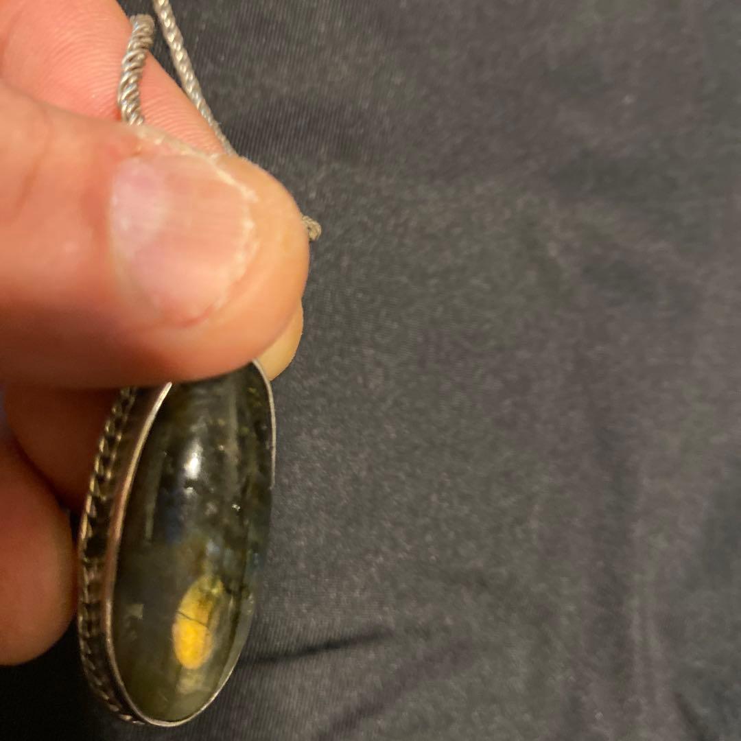 シルバー ラブラドライト ロングペンダント