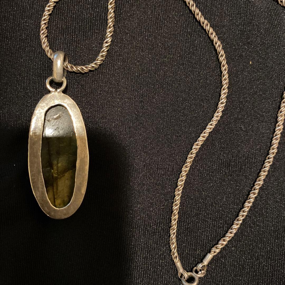 シルバー ラブラドライト ロングペンダント