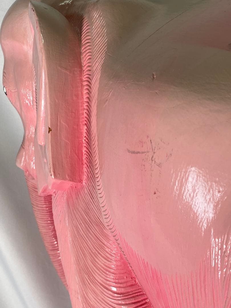 2479❣️ 木彫り　ピンク　象　幸運のシンボル　店舗　オブジェ