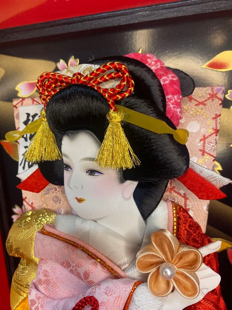 羽子板　振袖　ガラスケース１３号・サイズ間口約２９×奥行約１９×高さ約５５㎝