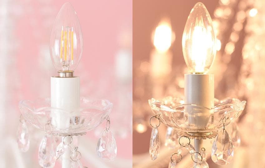 【LED付・簡単取付】12灯プリンセスホワイトシャンデリア