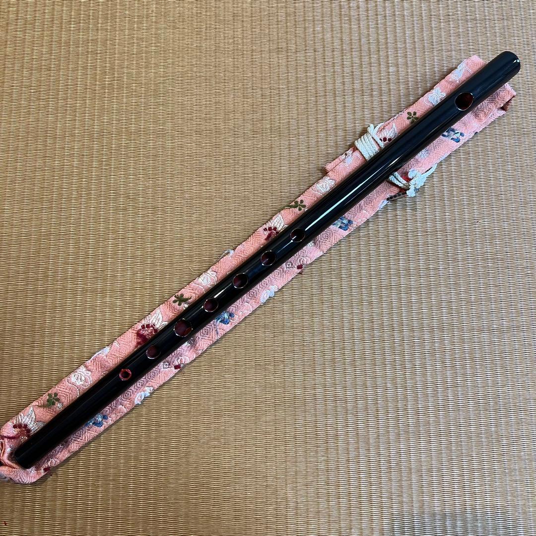 篠笛丸山 6本調子 唄用 黒漆塗 専用笛袋付