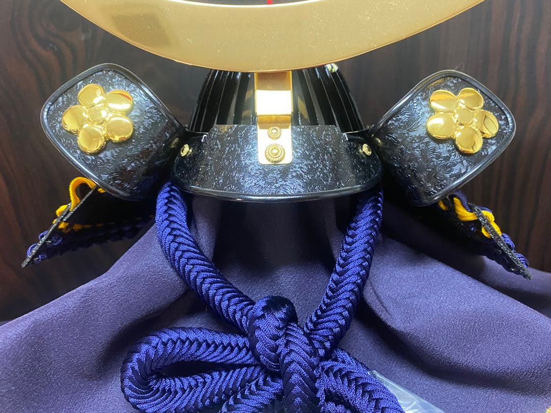 伊達政宗　東京久月　五月人形　銘木シリーズ　黒檀　名入れ家紋付き兜飾り収納セット