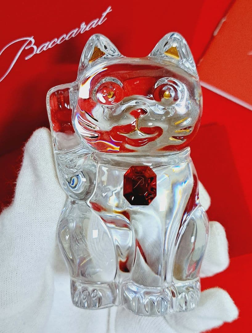 専用 バカラ まねき猫 レッドオクトゴン クリア 招き猫