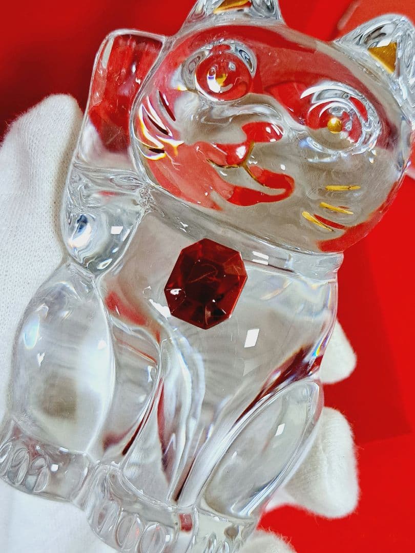 専用 バカラ まねき猫 レッドオクトゴン クリア 招き猫