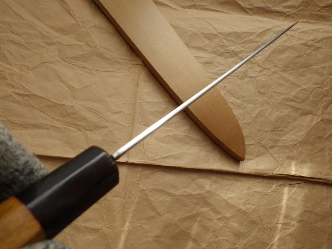 一刀斎虎徹作☆鍛造和包丁/本水牛八角柄/鞘付属☆