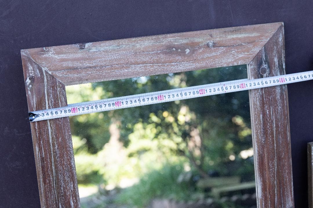 ウッドフレームミラー【新品未使用/鏡/アンティーク/ナチュラル/シャビー】