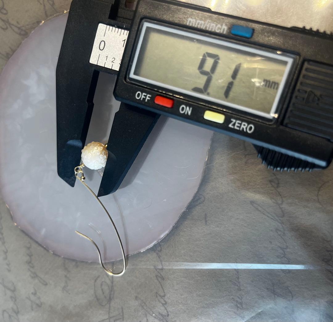 SALEレア14kgfあこや真珠のフラワーカービングピアス