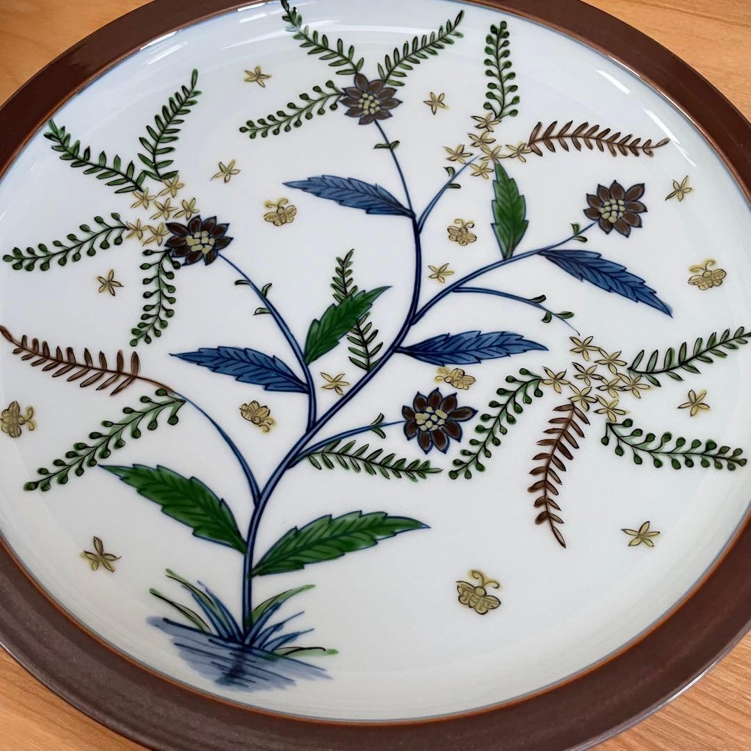 【保管品】源右衛門 染錦 更紗手花蝶文 皿 23cm 2枚