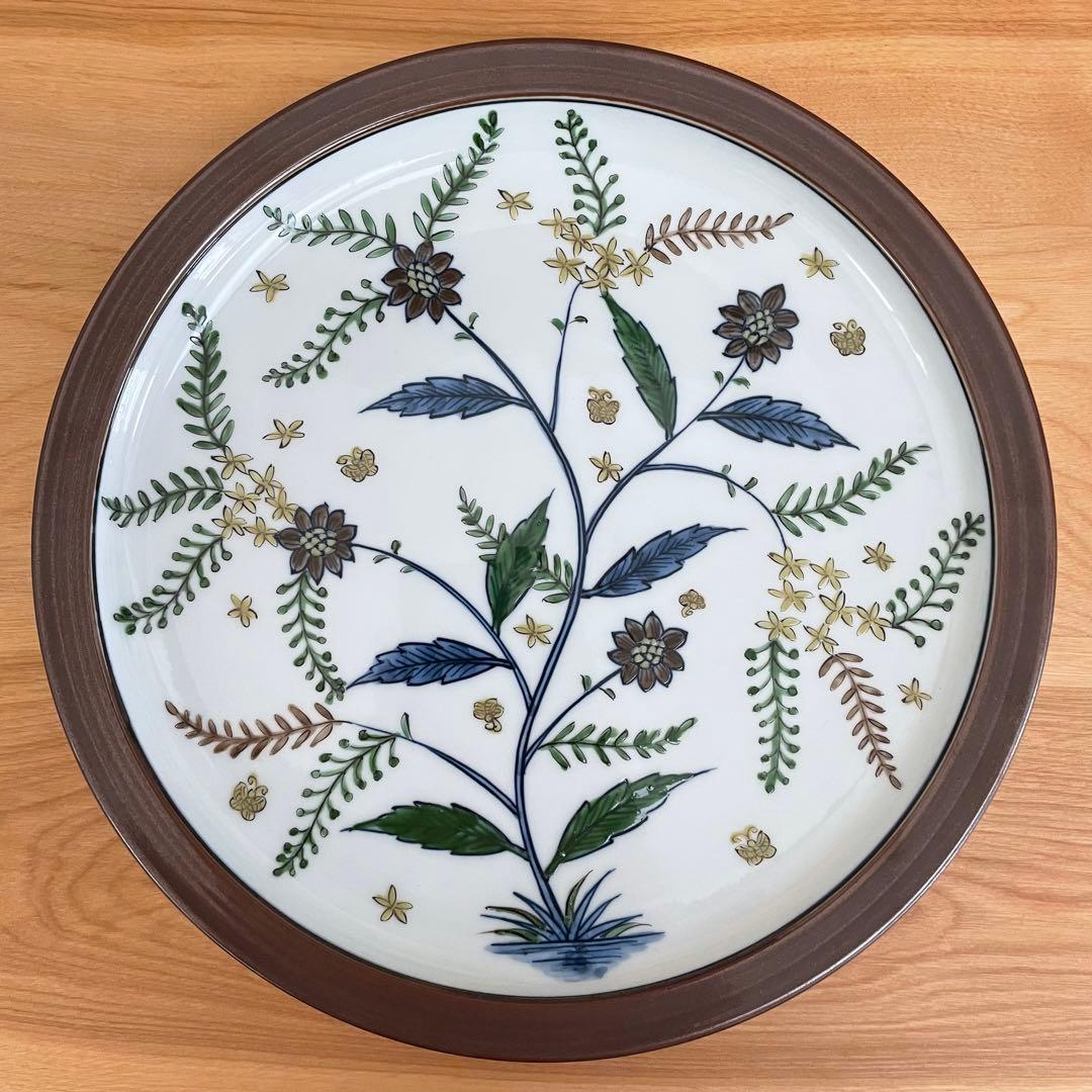 【保管品】源右衛門 染錦 更紗手花蝶文 皿 23cm 2枚