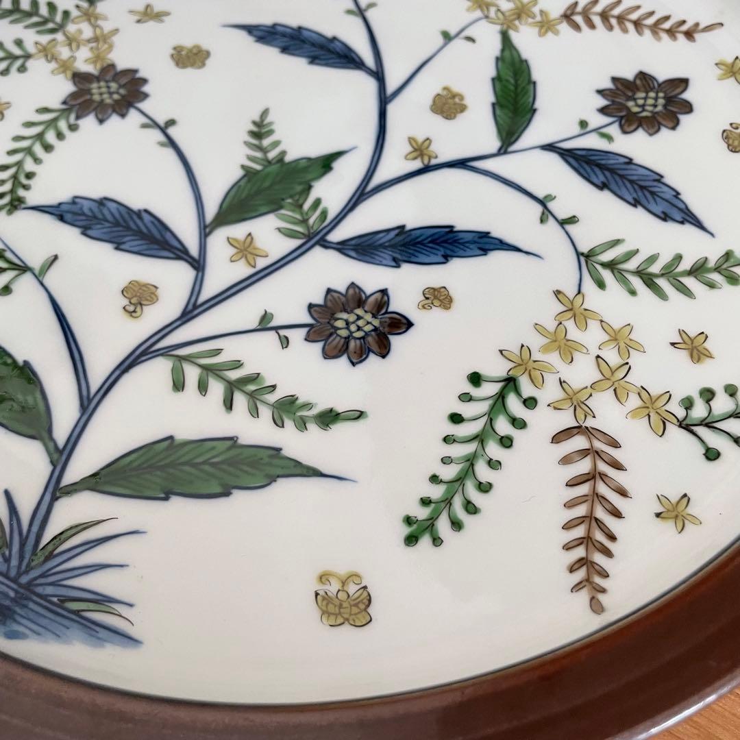 【保管品】源右衛門 染錦 更紗手花蝶文 皿 23cm 2枚