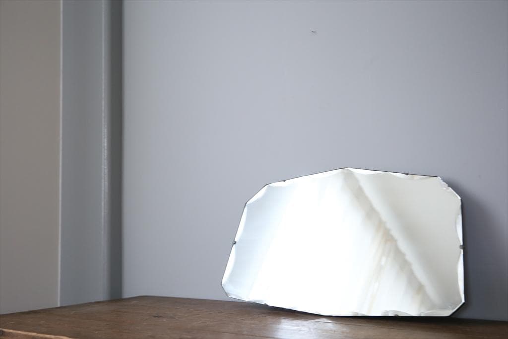 英国アンティーク壁掛けカッティングミラー/ベベルドミラー/鏡(89-86-1)