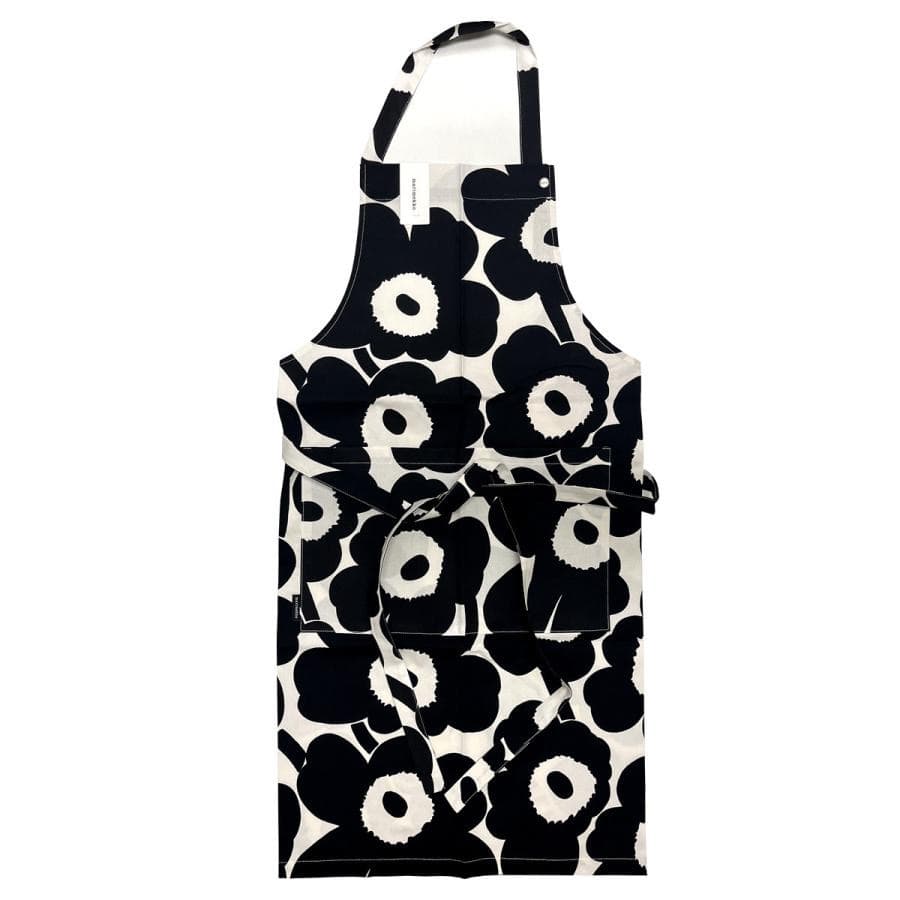 マリメッコ花柄エプロン　黒