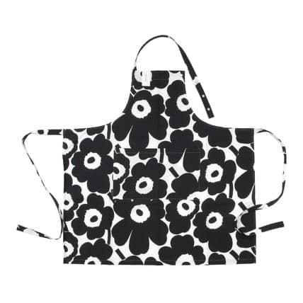 マリメッコ花柄エプロン　黒