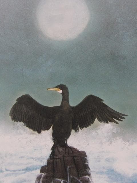 林功、【冬声】、希少な額装用画集画、新品高級額 額装付、状態良好