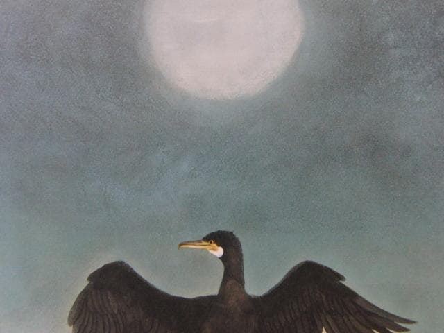 林功、【冬声】、希少な額装用画集画、新品高級額 額装付、状態良好