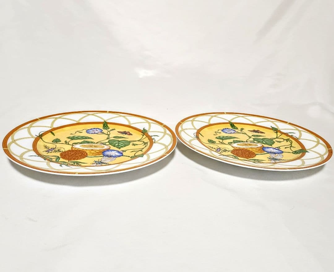 蝶エルメス【ほぼ新品・箱入り】シエスタ22.5cmプレート2枚セット