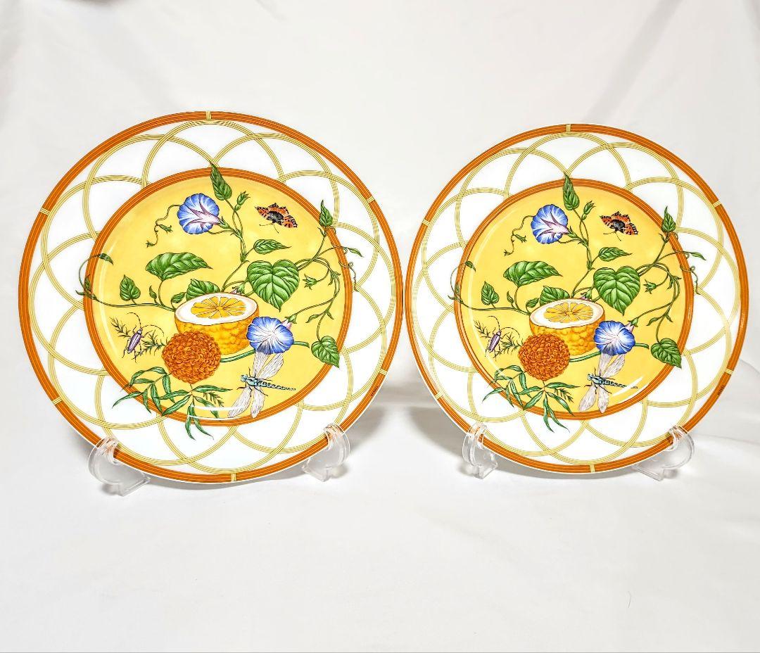 蝶エルメス【ほぼ新品・箱入り】シエスタ22.5cmプレート2枚セット