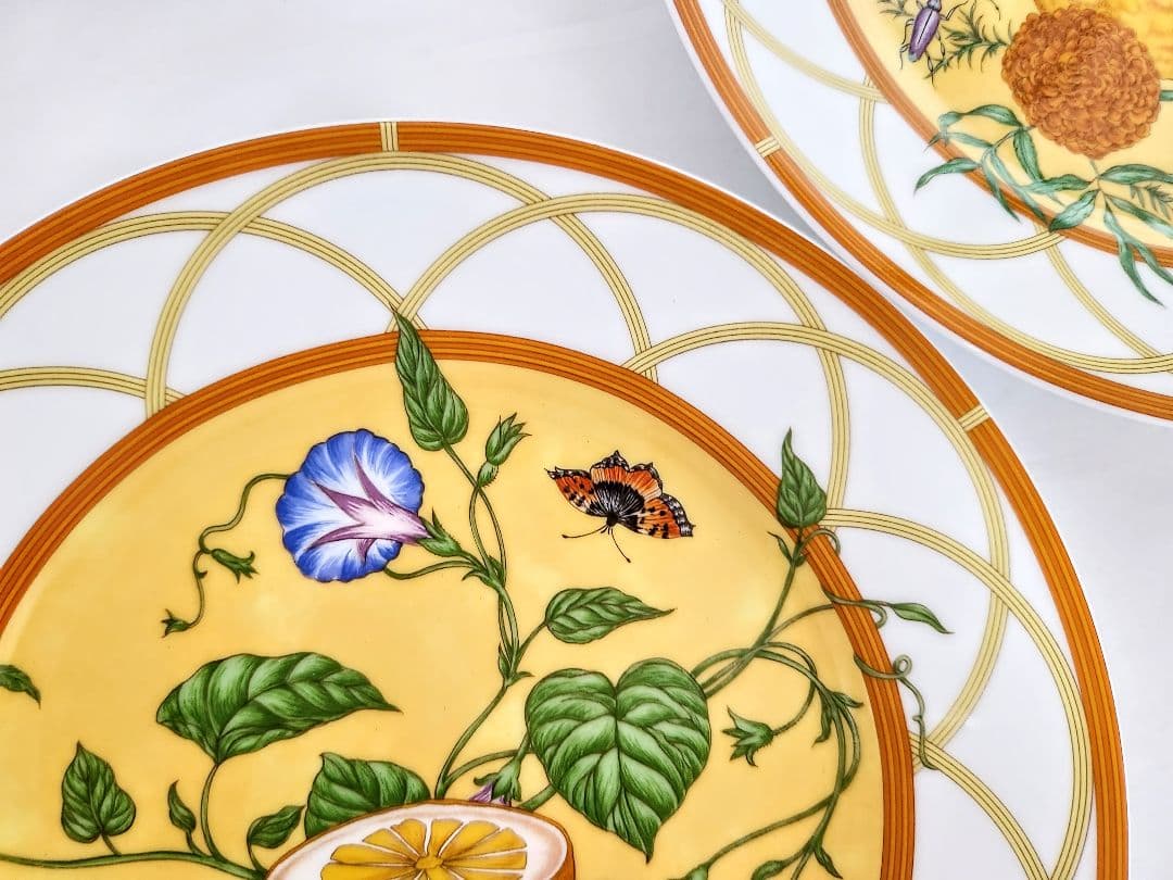 蝶エルメス【ほぼ新品・箱入り】シエスタ22.5cmプレート2枚セット