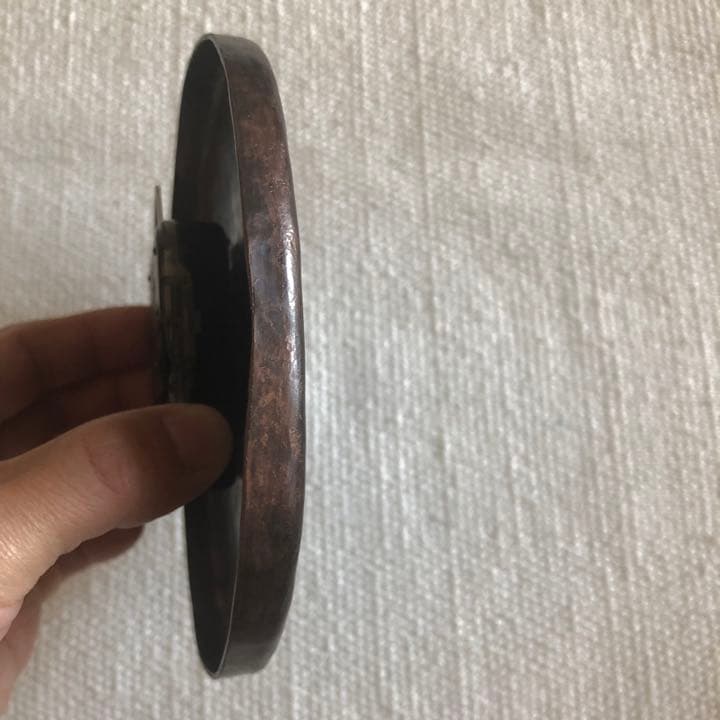 ハンドメイド　鍛金　真鍮　銅　黒　丸　円　ラウンド　金属　掛け時計