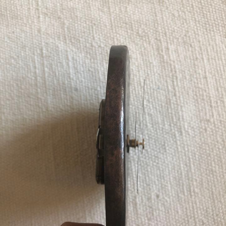 ハンドメイド　鍛金　真鍮　銅　黒　丸　円　ラウンド　金属　掛け時計