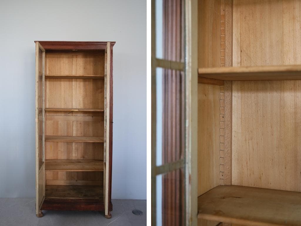 フランスアンティークブックケースキャビネット/本棚/食器棚/飾り棚90-107