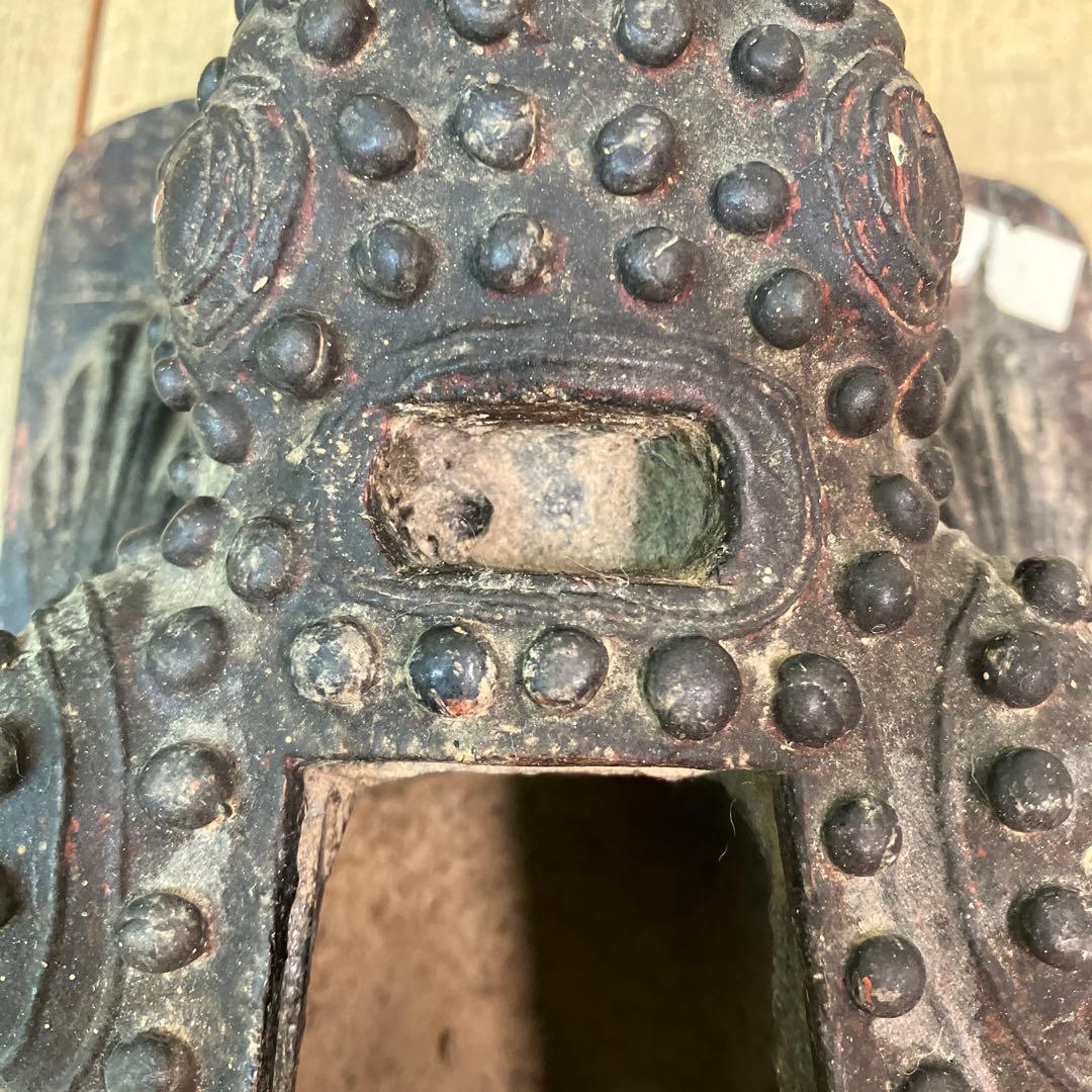 E-4 昭和レトロ 木彫り ガマ蛙 古道具 アンティーク 香炉 小物入れ