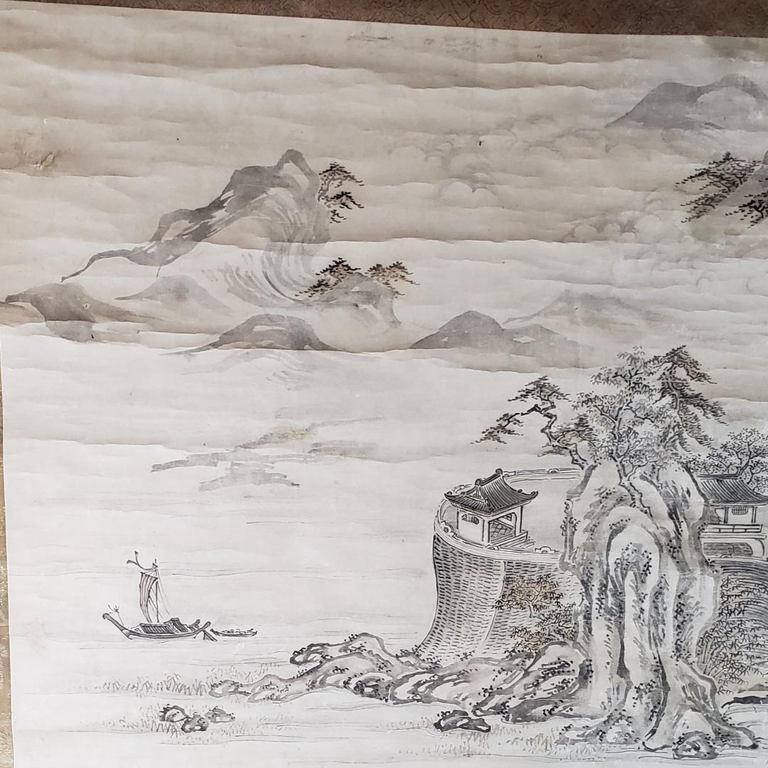 ◇『周文 山水図』掛軸◇検）雪舟 長谷川等伯 明兆 狩野永徳 狩野探幽