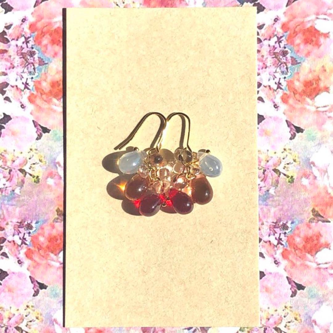 【683】ハンドメイド ピアス ガラス しずく チェコビーズ イヤリング