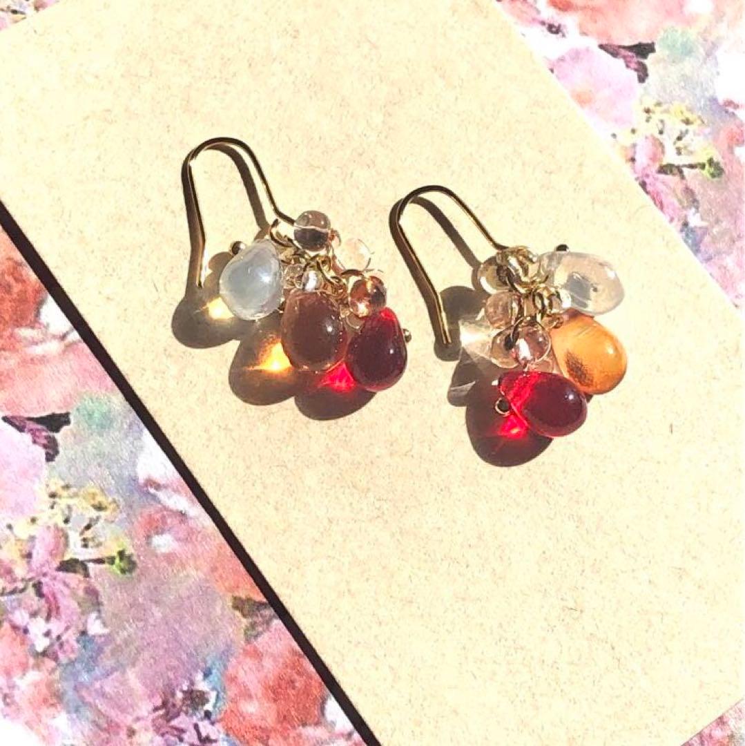 【683】ハンドメイド ピアス ガラス しずく チェコビーズ イヤリング