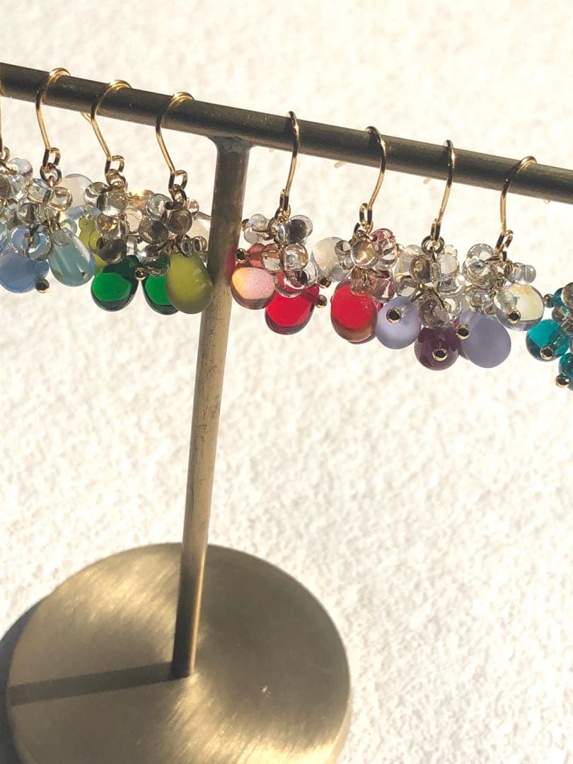 【683】ハンドメイド ピアス ガラス しずく チェコビーズ イヤリング