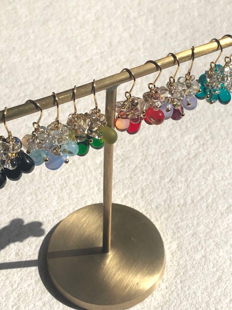 【683】ハンドメイド ピアス ガラス しずく チェコビーズ イヤリング