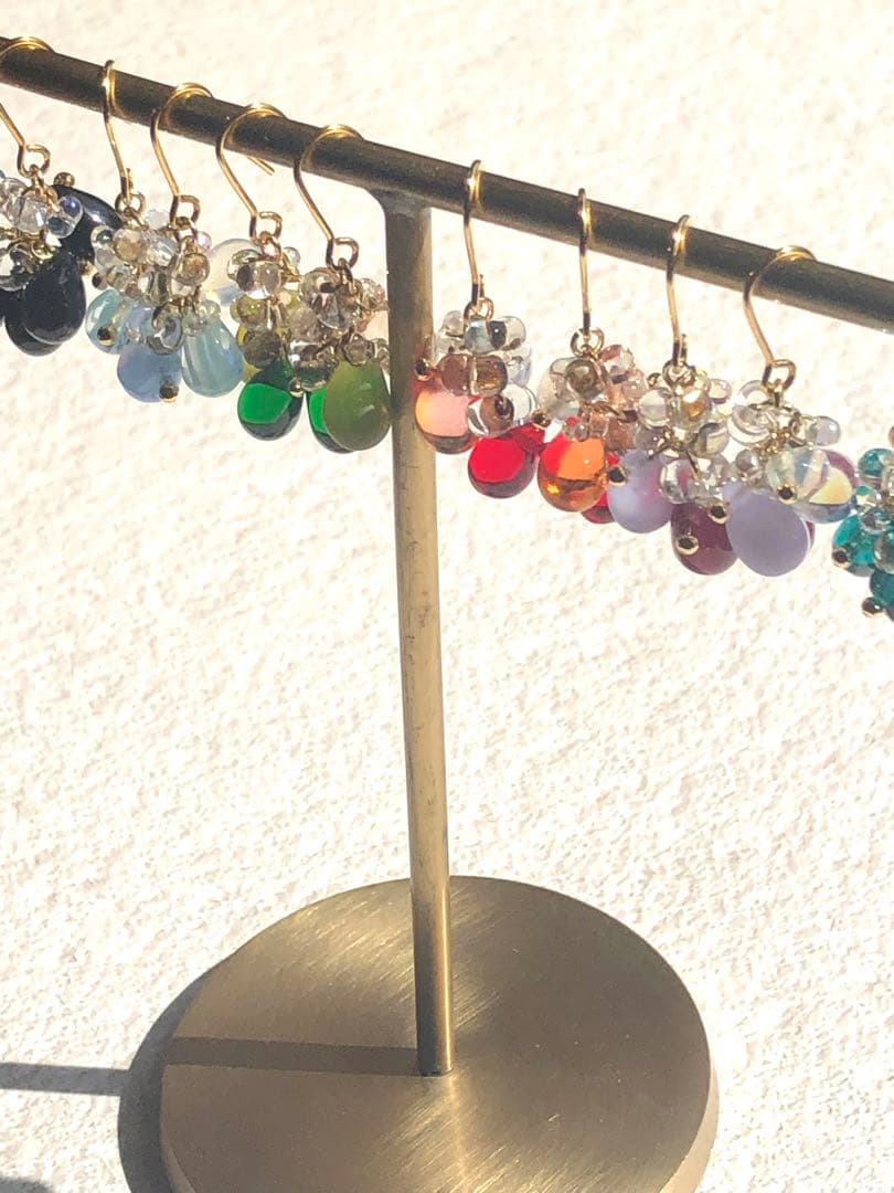 【683】ハンドメイド ピアス ガラス しずく チェコビーズ イヤリング
