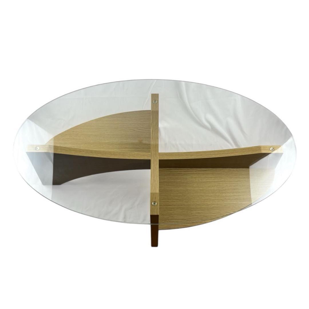 【美品✨】東谷 Azumaya オーバル ガラス センターテーブル LE-454