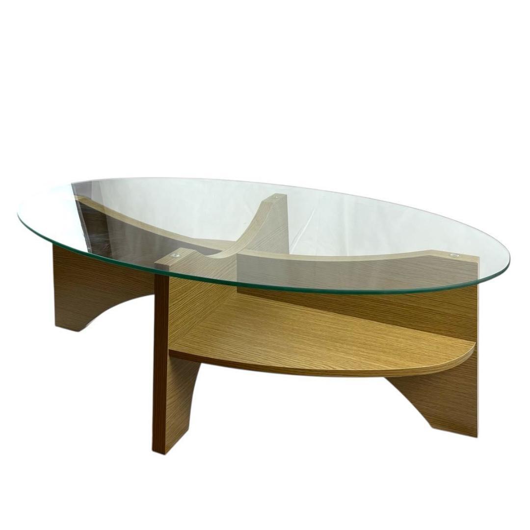 【美品✨】東谷 Azumaya オーバル ガラス センターテーブル LE-454