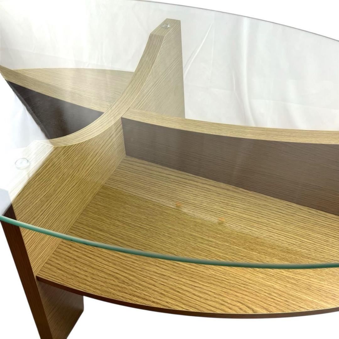 【美品✨】東谷 Azumaya オーバル ガラス センターテーブル LE-454