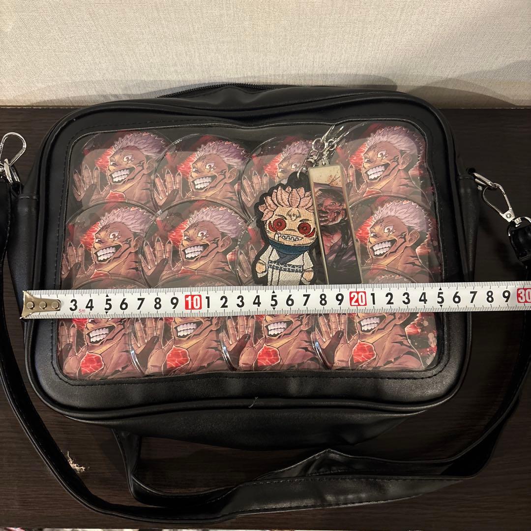 ☆*☆様 呪術廻戦 両面宿儺 痛バ 黒 ショルダーバッグ 缶バッジ12個