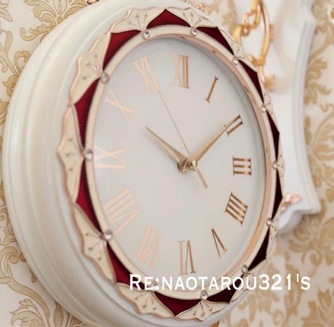 ヨーロピアン雑貨 おしゃれな壁掛け時計 （White） 装飾的な両面時計