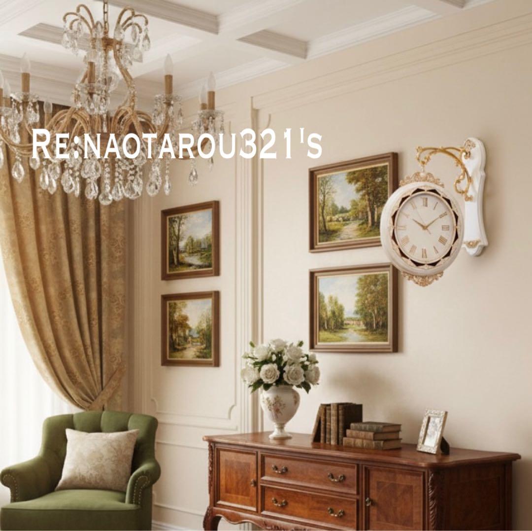 ヨーロピアン雑貨 おしゃれな壁掛け時計 （White） 装飾的な両面時計