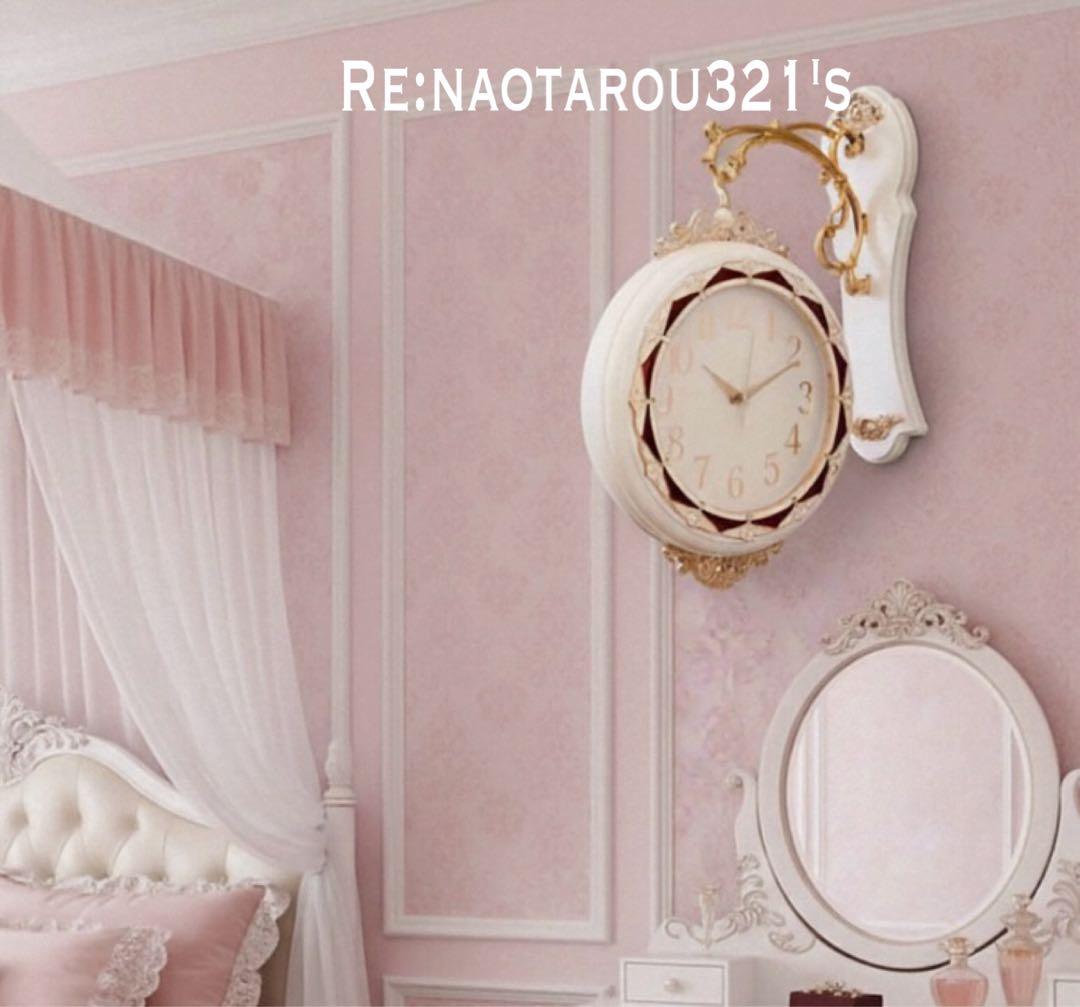 ヨーロピアン雑貨 おしゃれな壁掛け時計 （White） 装飾的な両面時計