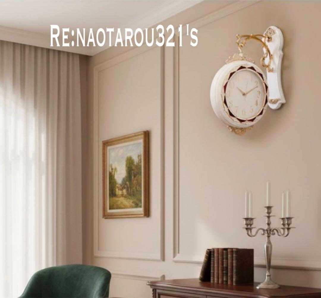 ヨーロピアン雑貨 おしゃれな壁掛け時計 （White） 装飾的な両面時計