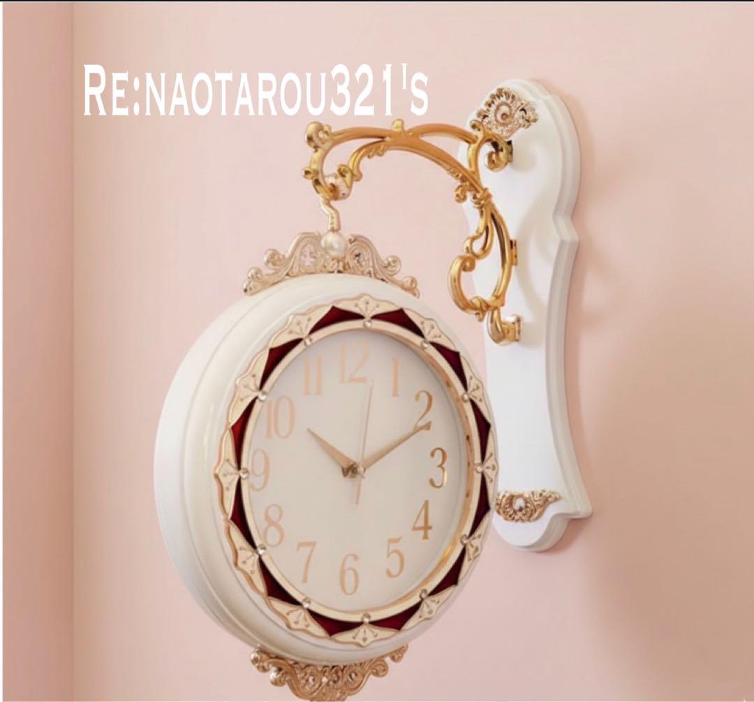 ヨーロピアン雑貨 おしゃれな壁掛け時計 （White） 装飾的な両面時計