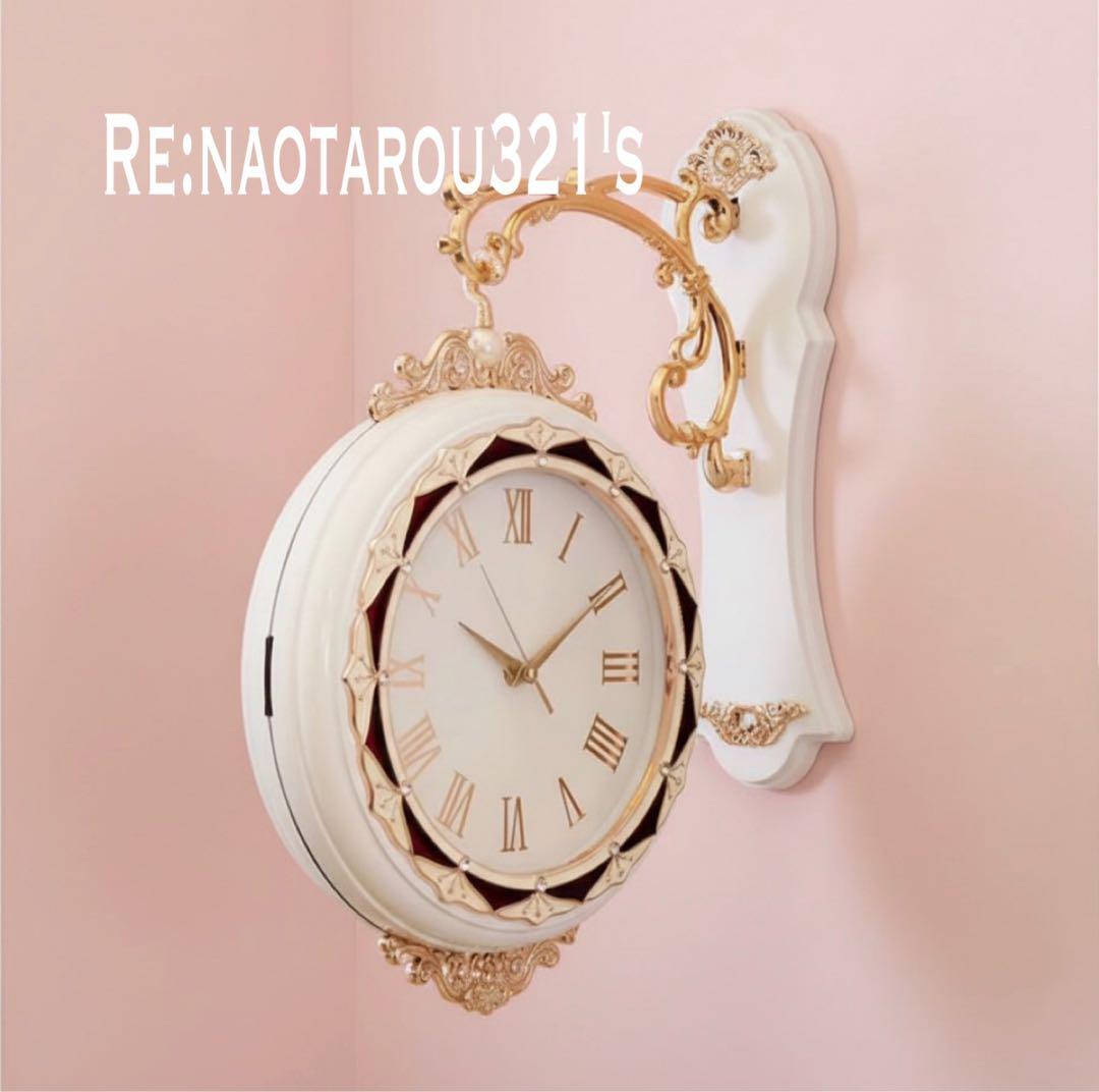 ヨーロピアン雑貨 おしゃれな壁掛け時計 （White） 装飾的な両面時計