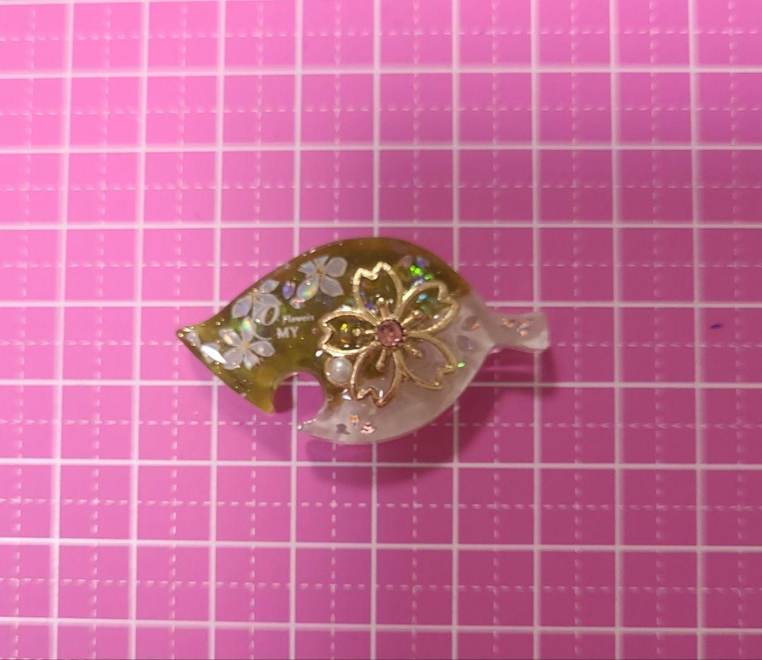 1212」レジンヘアゴム ポニーフック ブローチ マグネット 桜 - メルカリ