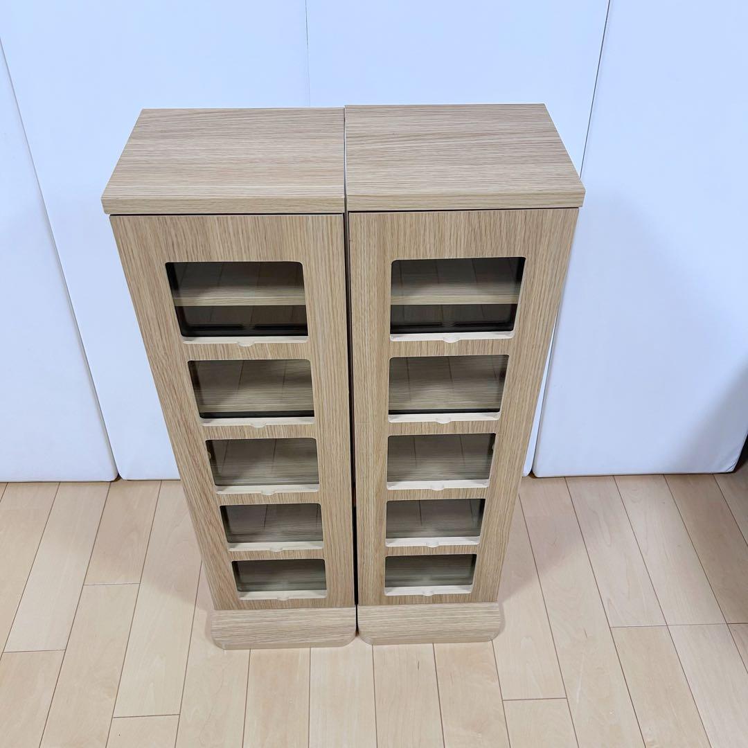 山善 CDタワー ゲーム収納 チェスト ナチュラル　北欧　収納ラック　シェルフ