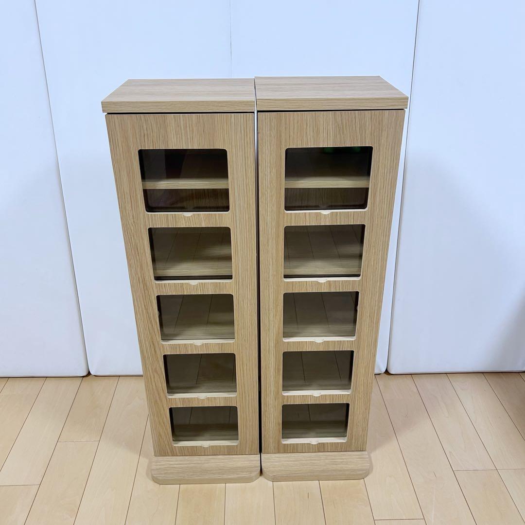 山善 CDタワー ゲーム収納 チェスト ナチュラル　北欧　収納ラック　シェルフ